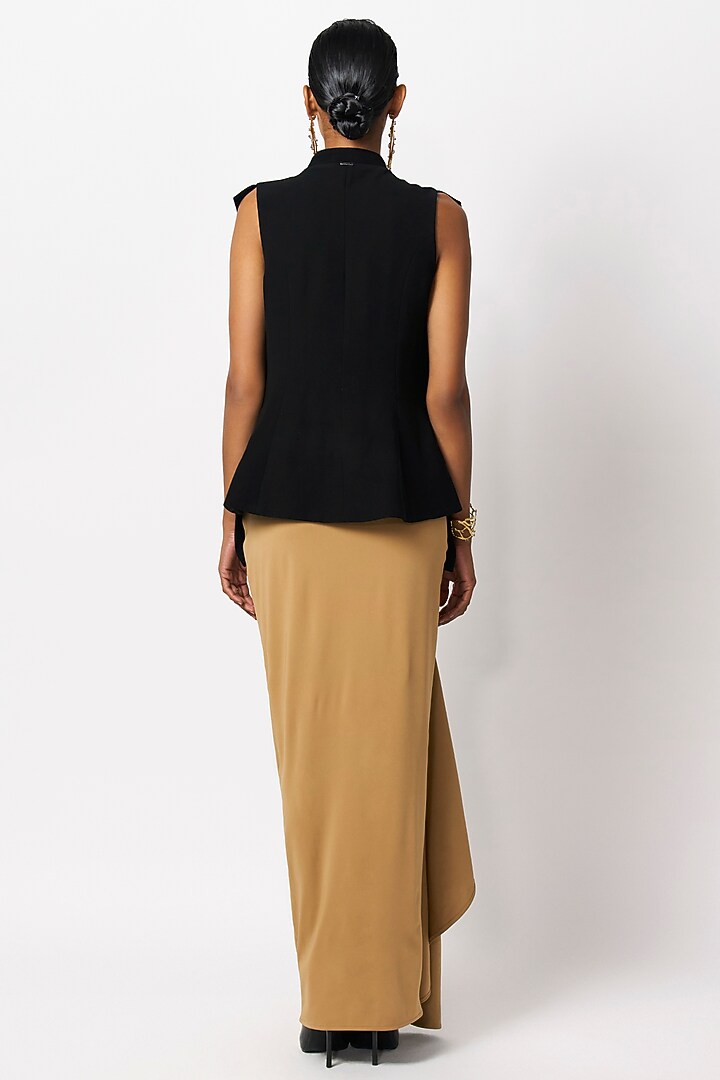 Black Micropoly Sleeveless Blazer by 431-88 By Shweta Kapur at Pernia's Pop Up Shop