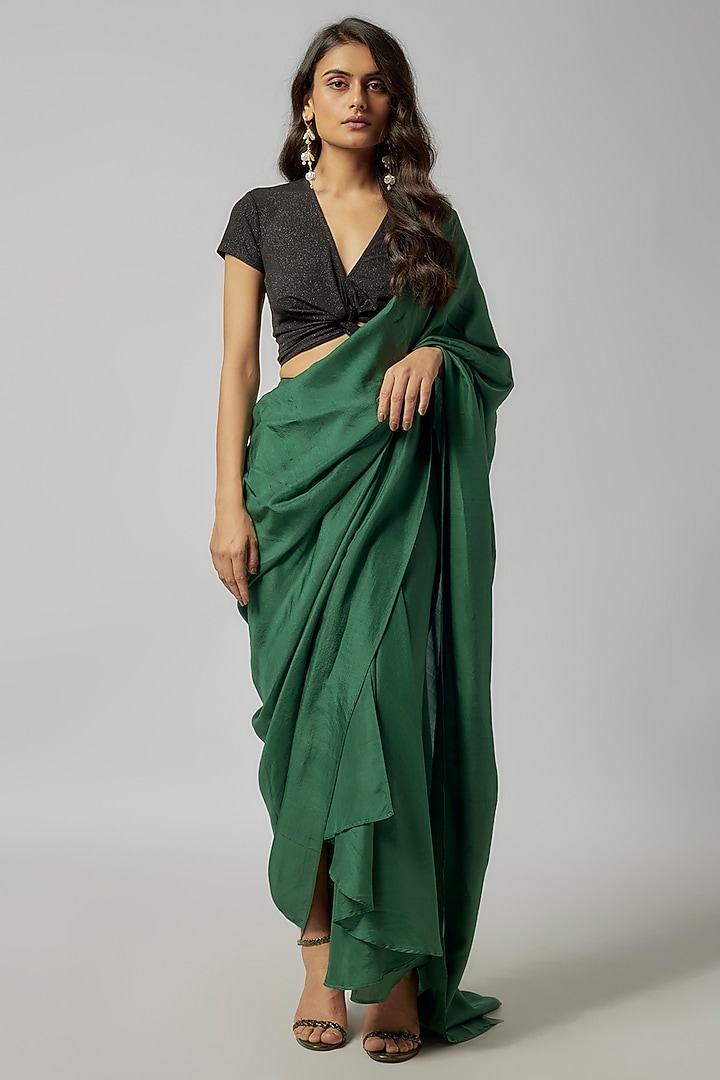 Black Shimmer Jersey Top by 431-88 By Shweta Kapur at Pernia's Pop Up Shop