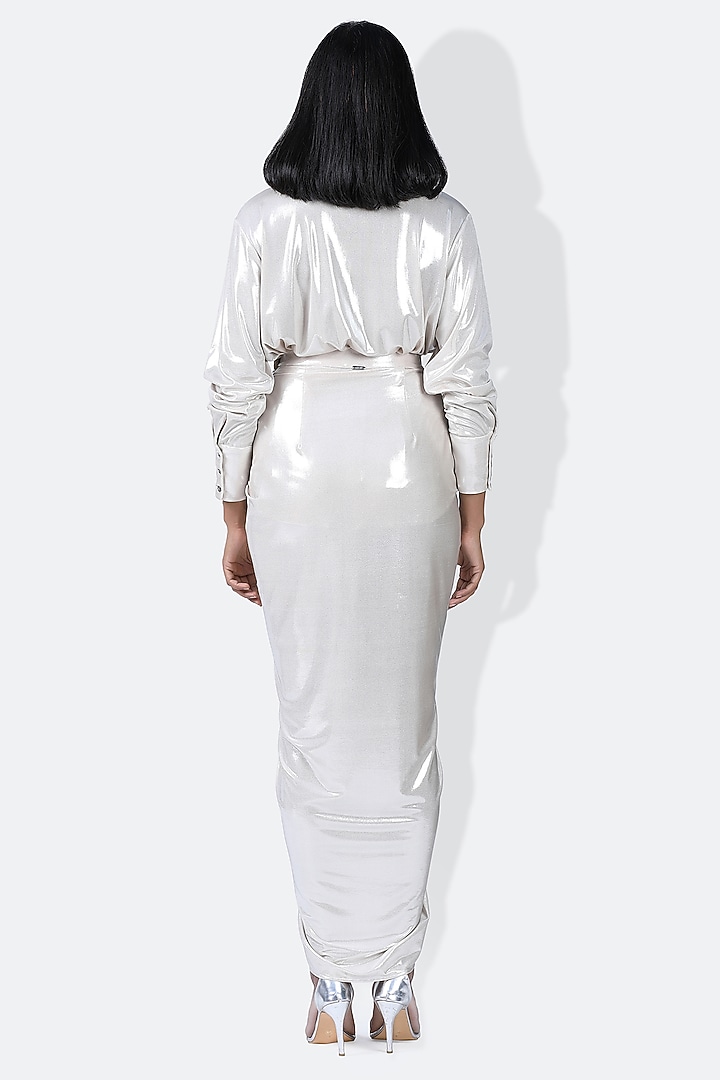Ecru Liquid Jersey Skirt by 431-88 By Shweta Kapur at Pernia's Pop Up Shop