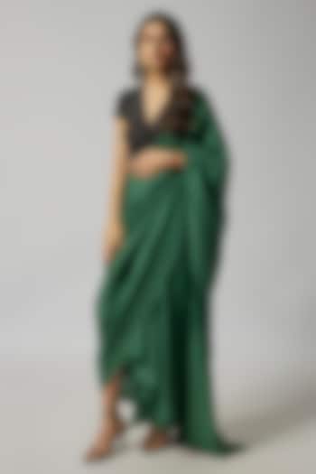 Forest Green Silk Pre-Draped Wedding Saree by 431-88 By Shweta Kapur at Pernia's Pop Up Shop