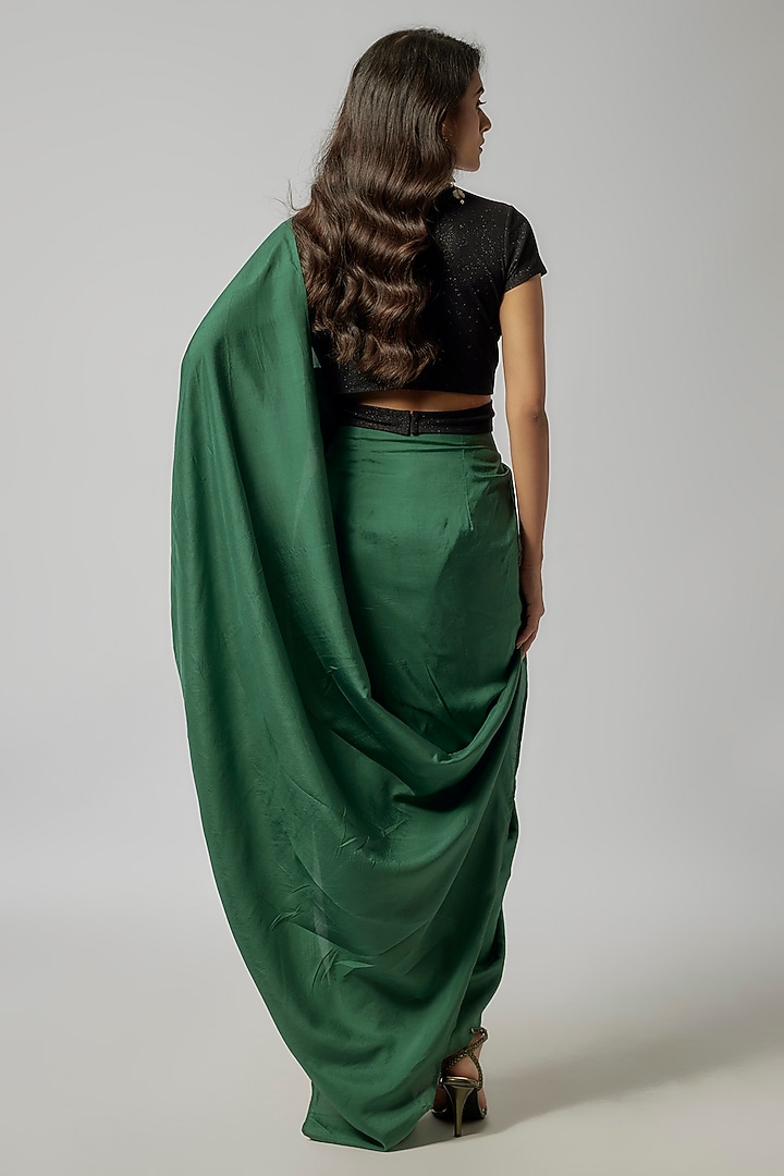 Forest Green Silk Pre-Draped Wedding Saree by 431-88 By Shweta Kapur at Pernia's Pop Up Shop