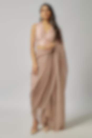Baby Pink Net Pre-Draped Wedding Saree by 431-88 By Shweta Kapur at Pernia's Pop Up Shop