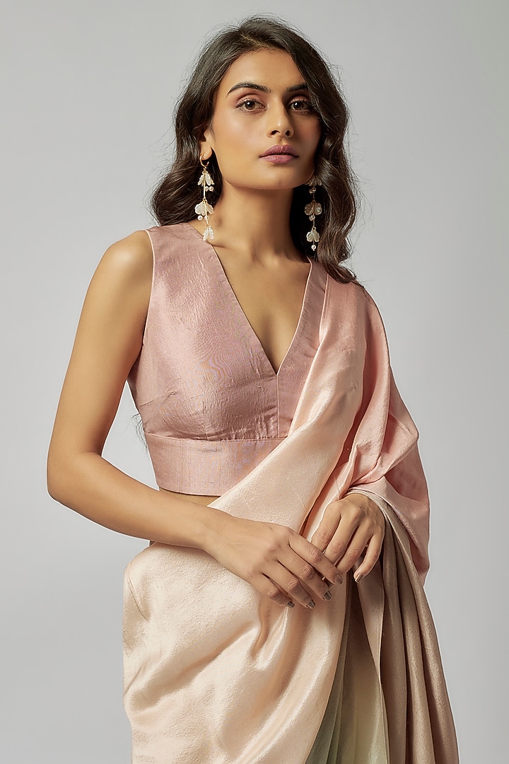 Salmon Pink Ombre Silk Pre-Draped Wedding Saree by 431-88 By Shweta Kapur at Pernia's Pop Up Shop