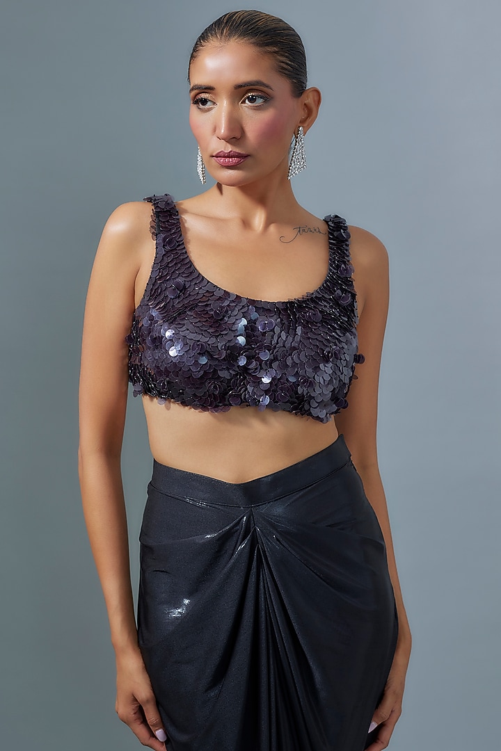 Black Liquid Jersey Skirt by 431-88 By Shweta Kapur at Pernia's Pop Up Shop
