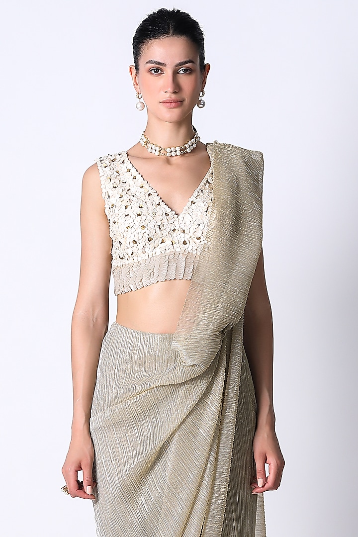 Champagne Silk Blouse by 431-88 By Shweta Kapur at Pernia's Pop Up Shop