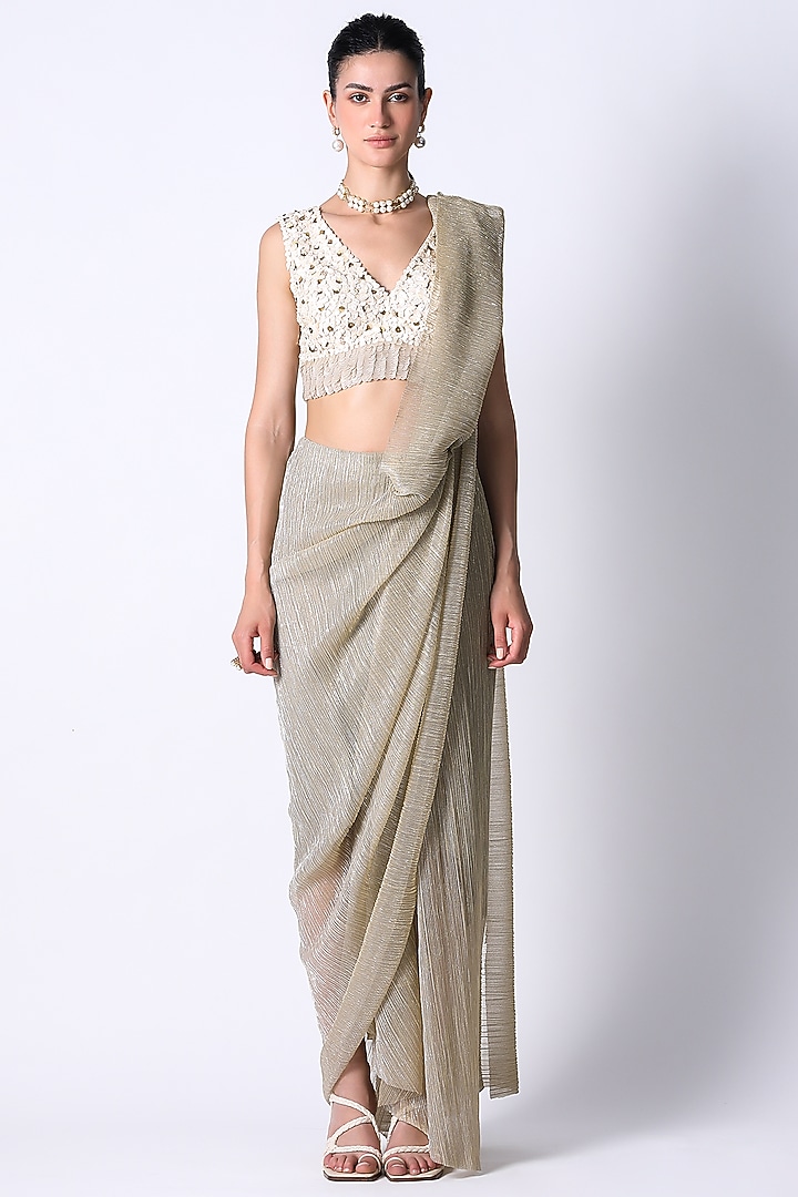 Champagne Silk Blouse by 431-88 By Shweta Kapur at Pernia's Pop Up Shop