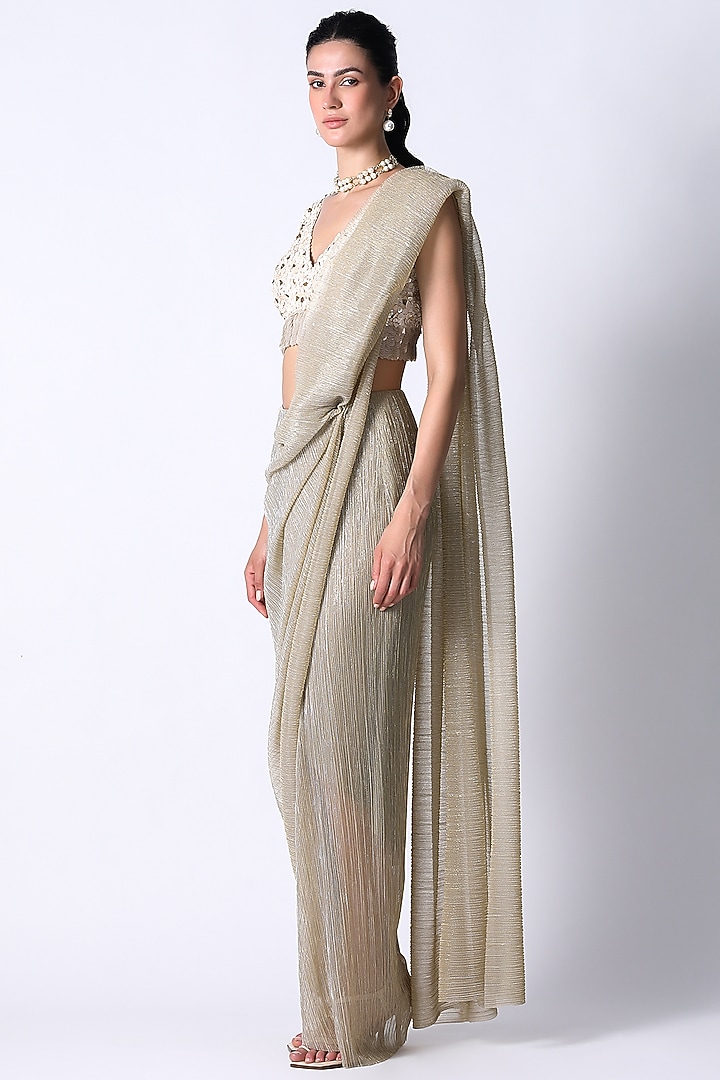 Champagne Silk Blouse by 431-88 By Shweta Kapur at Pernia's Pop Up Shop