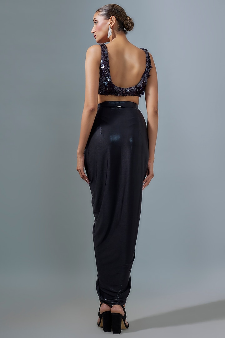 Black Silk Sequins Hand Embroidered Blouse by 431-88 By Shweta Kapur at Pernia's Pop Up Shop