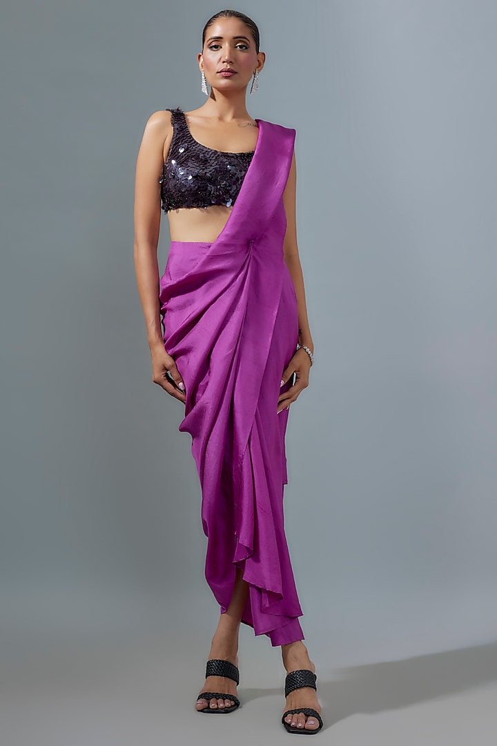 Purple Silk Saree by 431-88 By Shweta Kapur at Pernia's Pop Up Shop