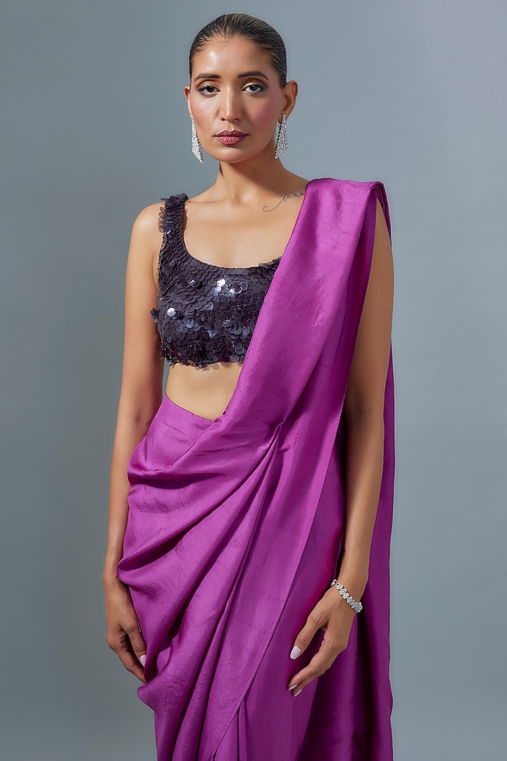 Purple Silk Wedding Saree by 431-88 By Shweta Kapur at Pernia's Pop Up Shop