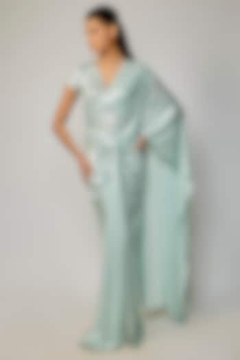 Mint Liquid Jersey Blouse by 431-88 By Shweta Kapur at Pernia's Pop Up Shop