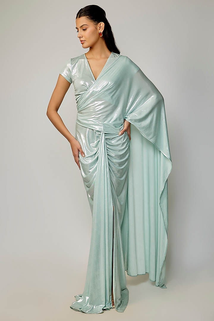 Mint Liquid Jersey Blouse by 431-88 By Shweta Kapur at Pernia's Pop Up Shop