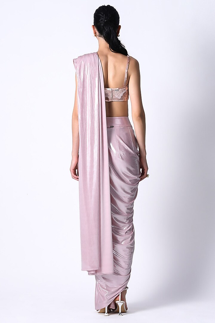 Baby Pink Liquid Jersey Wedding Saree by 431-88 By Shweta Kapur at Pernia's Pop Up Shop