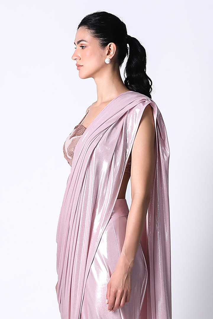 Baby Pink Liquid Jersey Wedding Saree by 431-88 By Shweta Kapur at Pernia's Pop Up Shop