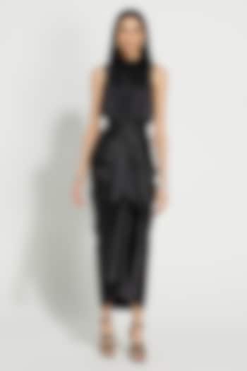 Black Satin Skirt by 431-88 By Shweta Kapur at Pernia's Pop Up Shop