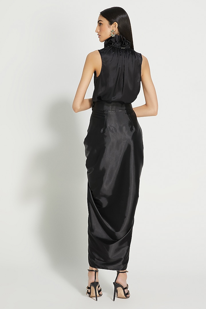 Black Satin Skirt by 431-88 By Shweta Kapur at Pernia's Pop Up Shop