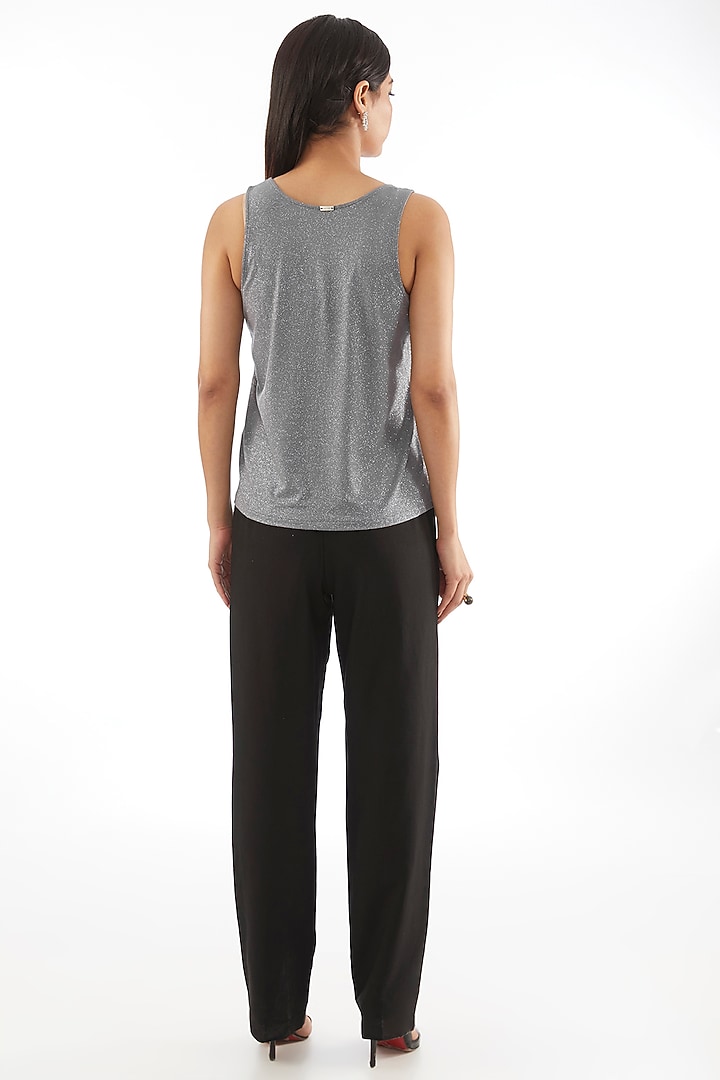 Grey Shimmer Jersey Sleeveless Top by 431-88 By Shweta Kapur at Pernia's Pop Up Shop