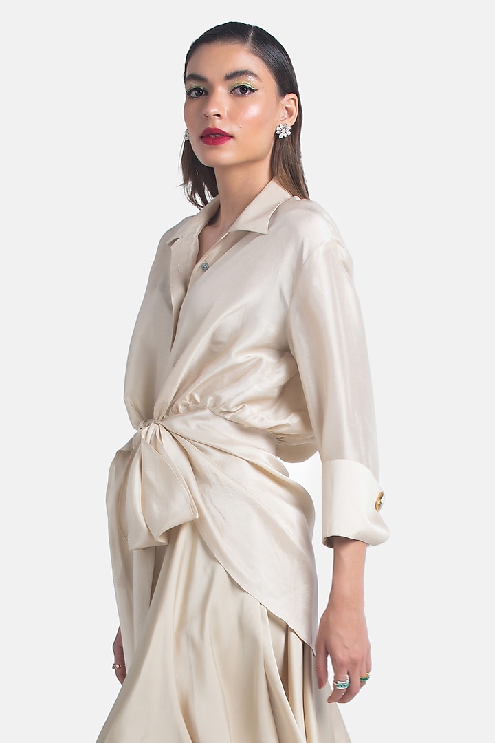 Champagne Silk Shirt by 431-88 By Shweta Kapur at Pernia's Pop Up Shop