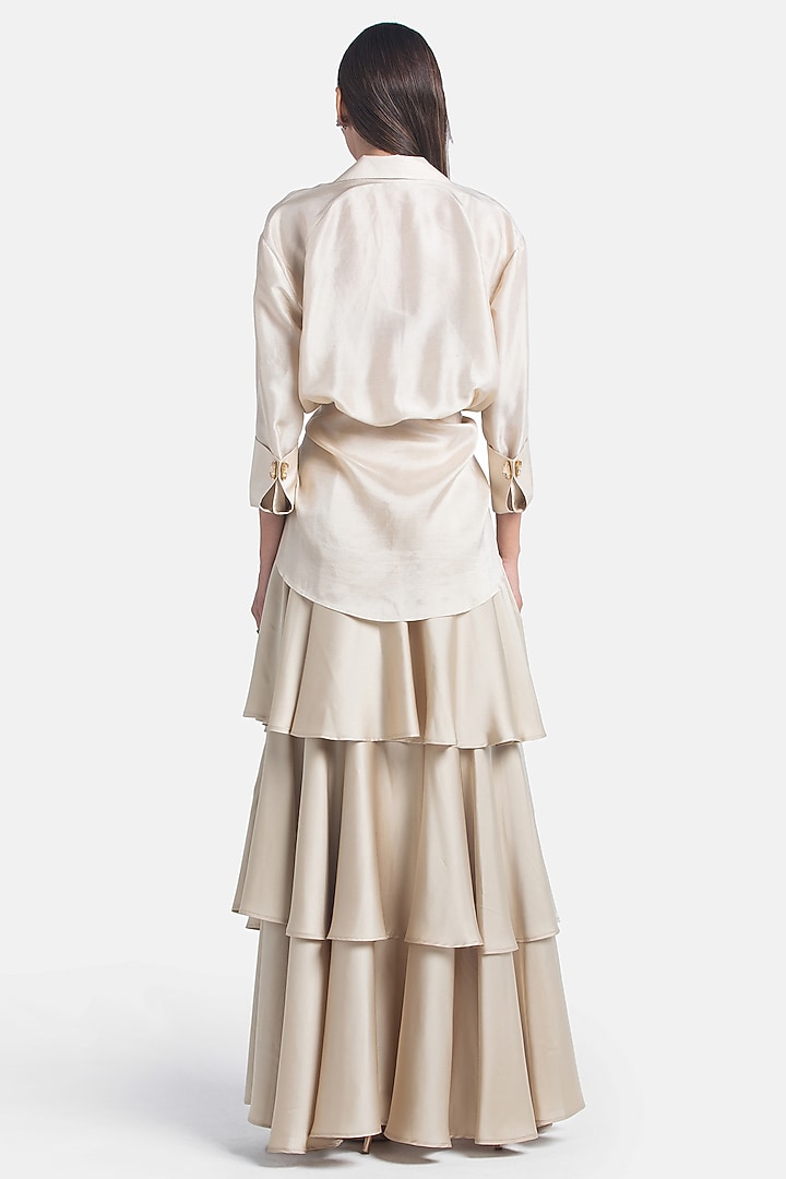 Champagne Silk Shirt by 431-88 By Shweta Kapur at Pernia's Pop Up Shop