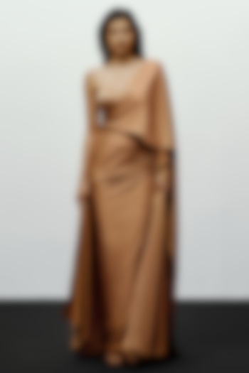 Copper Crepe Pre-Stitched Wedding Saree by 431-88 By Shweta Kapur at Pernia's Pop Up Shop