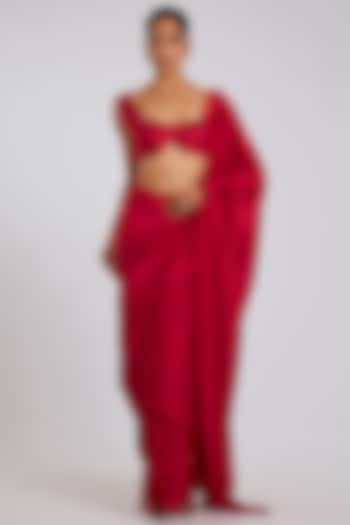 Red Crepe Sculpted Top by 431-88 By Shweta Kapur at Pernia's Pop Up Shop