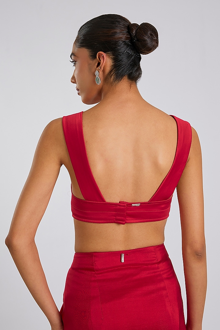 Red Crepe Sculpted Top by 431-88 By Shweta Kapur at Pernia's Pop Up Shop