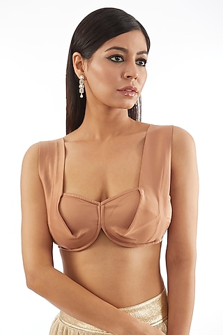 Copper Crepe Sculpted Blouse by 431-88 By Shweta Kapur