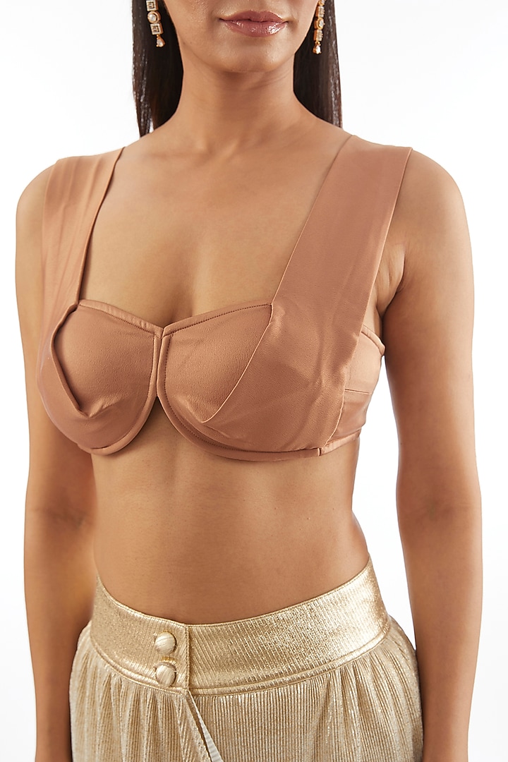 Copper Crepe Sculpted Blouse by 431-88 By Shweta Kapur at Pernia's Pop Up Shop
