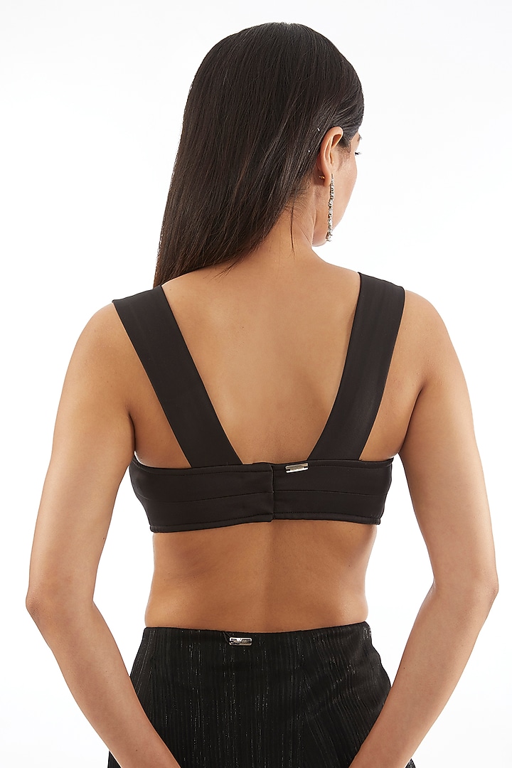 Black Crepe Sculpted Blouse by 431-88 By Shweta Kapur at Pernia's Pop Up Shop
