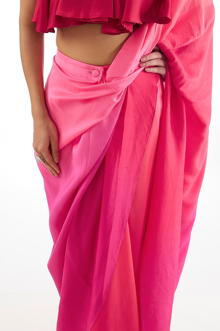 Pink & Red Ombre Silk Draped Wedding Saree by 431-88 By Shweta Kapur at Pernia's Pop Up Shop
