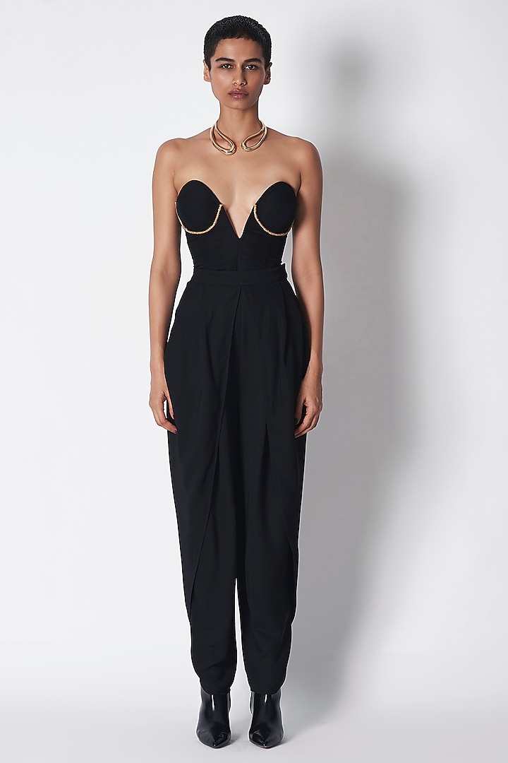 Black Micropoly Dhoti by 431-88 By Shweta Kapur at Pernia's Pop Up Shop