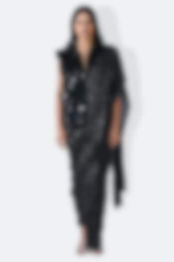 Black Pleated Metallic Wedding Saree by 431-88 By Shweta Kapur at Pernia's Pop Up Shop