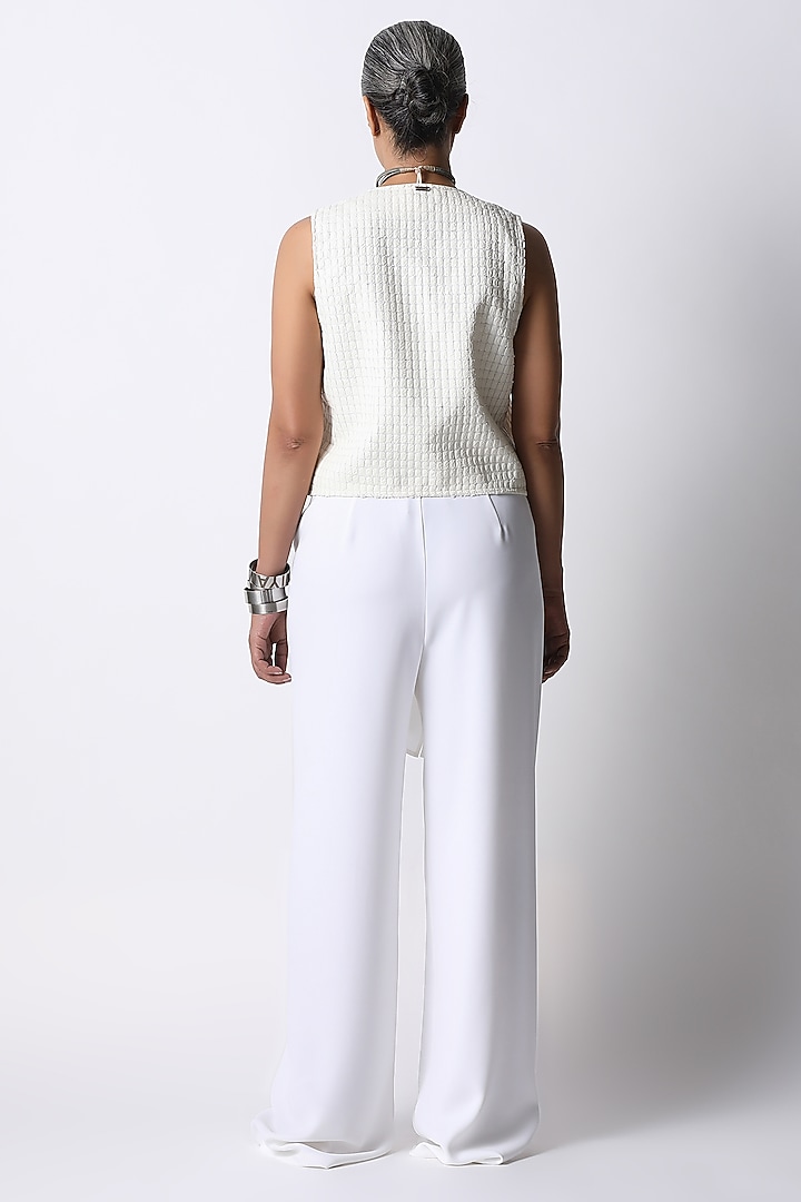 Cream Bubble Crepe Waistcoat by 431-88 By Shweta Kapur at Pernia's Pop Up Shop