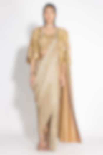 Gold Silk Wave Cape by 431-88 By Shweta Kapur at Pernia's Pop Up Shop