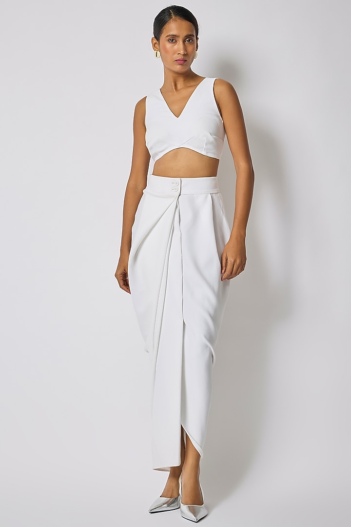 White Japanese Crepe Top by 431-88 By Shweta Kapur at Pernia's Pop Up Shop