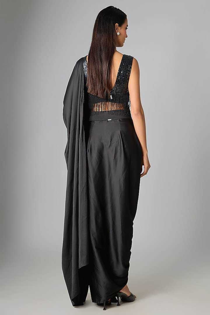 Black Silk Party Wear Saree by 431-88 By Shweta Kapur at Pernia's Pop Up Shop