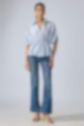 Ice Blue Crepe Shirt by 431-88 By Shweta Kapur at Pernia's Pop Up Shop