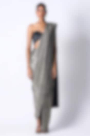 Navy Blue Silk Sequined Corset Blouse by 431-88 By Shweta Kapur at Pernia's Pop Up Shop