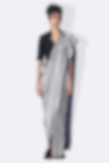 Blue Gold Pleated Metallic Wedding Saree by 431-88 By Shweta Kapur at Pernia's Pop Up Shop