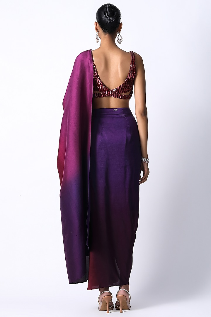 Maroon & Plum Ombre Silk Wedding Saree Set by 431-88 By Shweta Kapur at Pernia's Pop Up Shop