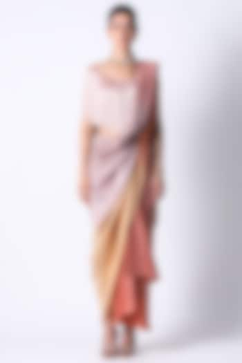 Baby Pink & Peach Ombre Silk Saree Set by 431-88 By Shweta Kapur at Pernia's Pop Up Shop