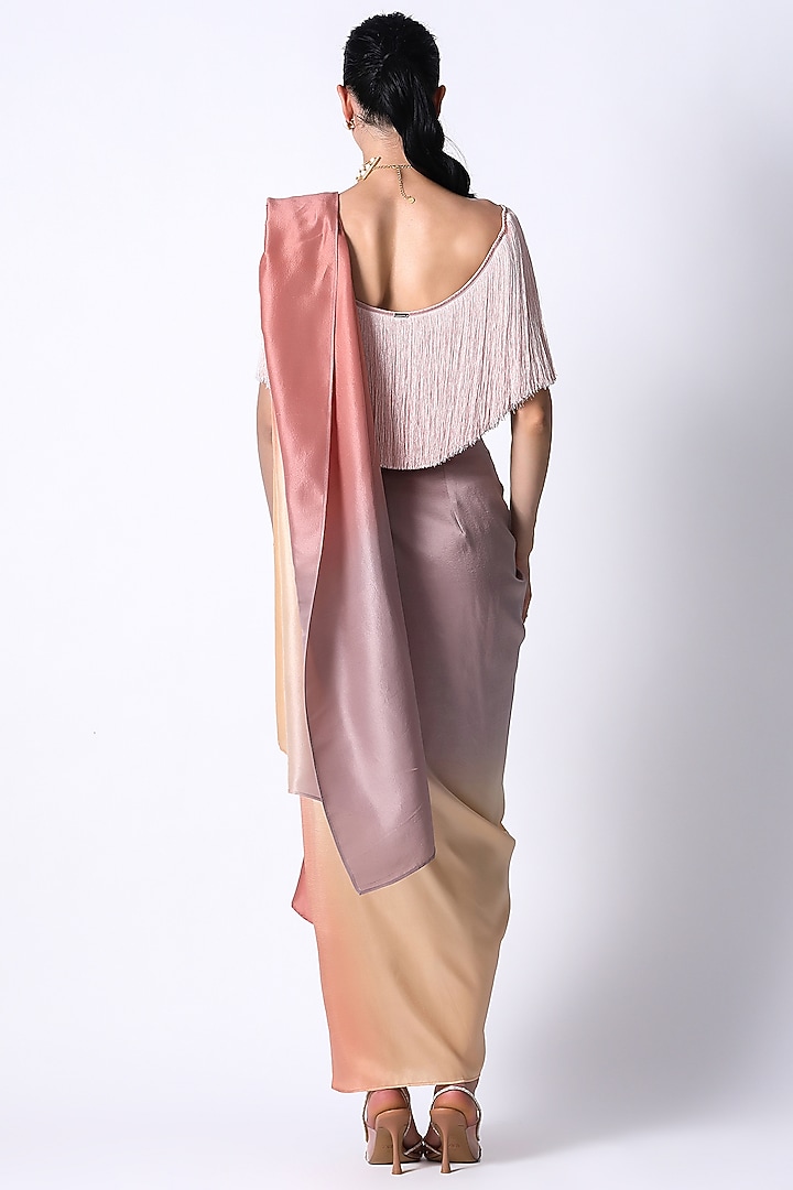 Baby Pink Silk Erica Fringe Top by 431-88 By Shweta Kapur at Pernia's Pop Up Shop