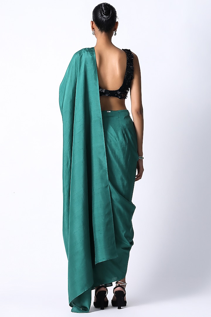 Black Cotton & Silk Hand Embroidered Gill Blouse by 431-88 By Shweta Kapur at Pernia's Pop Up Shop