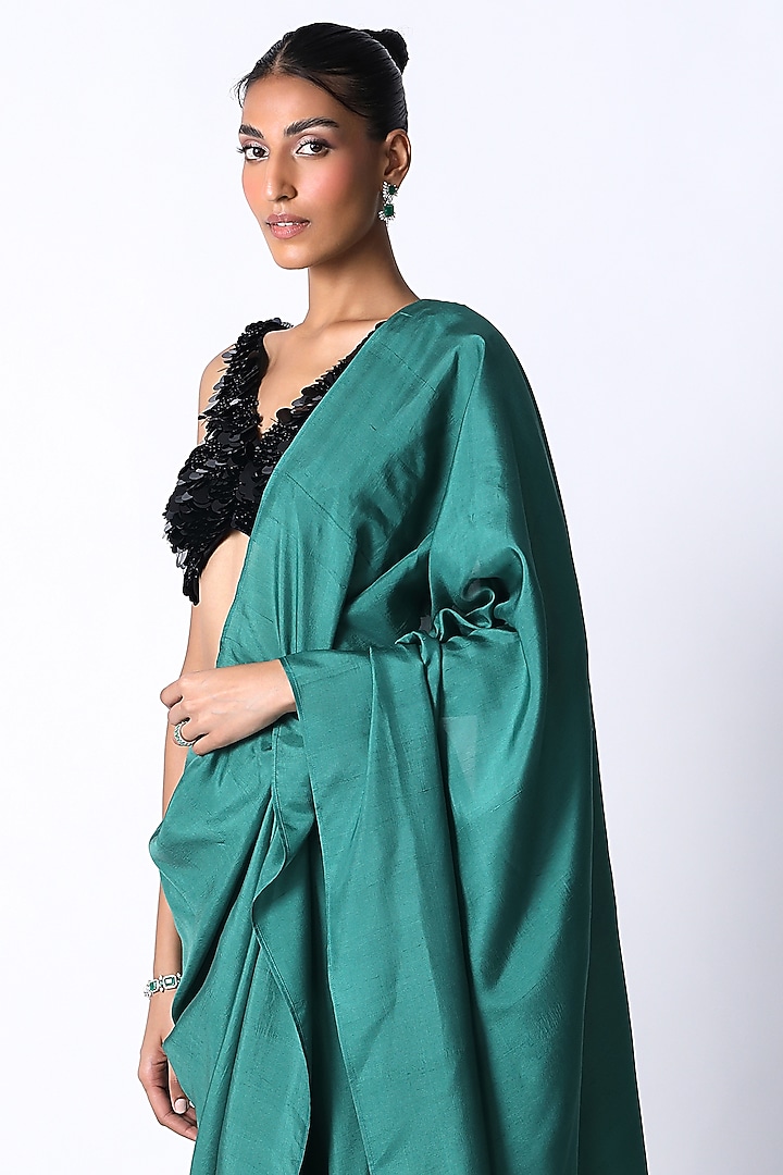 Black Cotton & Silk Hand Embroidered Gill Blouse by 431-88 By Shweta Kapur at Pernia's Pop Up Shop