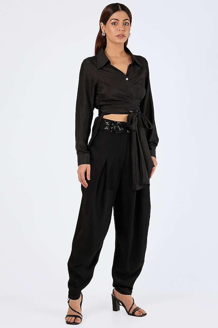 Black Crepe Shirt by 431-88 By Shweta Kapur at Pernia's Pop Up Shop