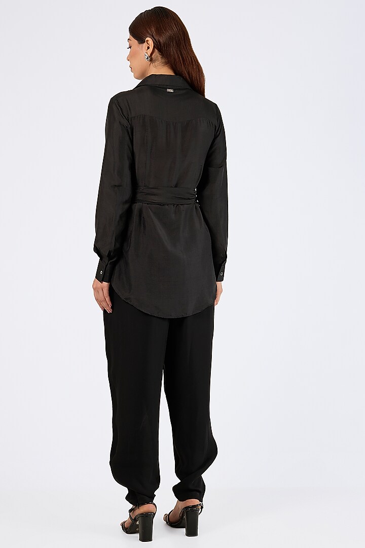 Black Crepe Shirt by 431-88 By Shweta Kapur at Pernia's Pop Up Shop