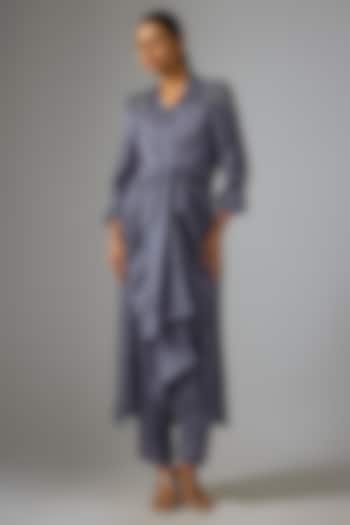 Blue Silk Beads Hand Embroidered Twisted Kurta Set by 431-88 By Shweta Kapur at Pernia's Pop Up Shop