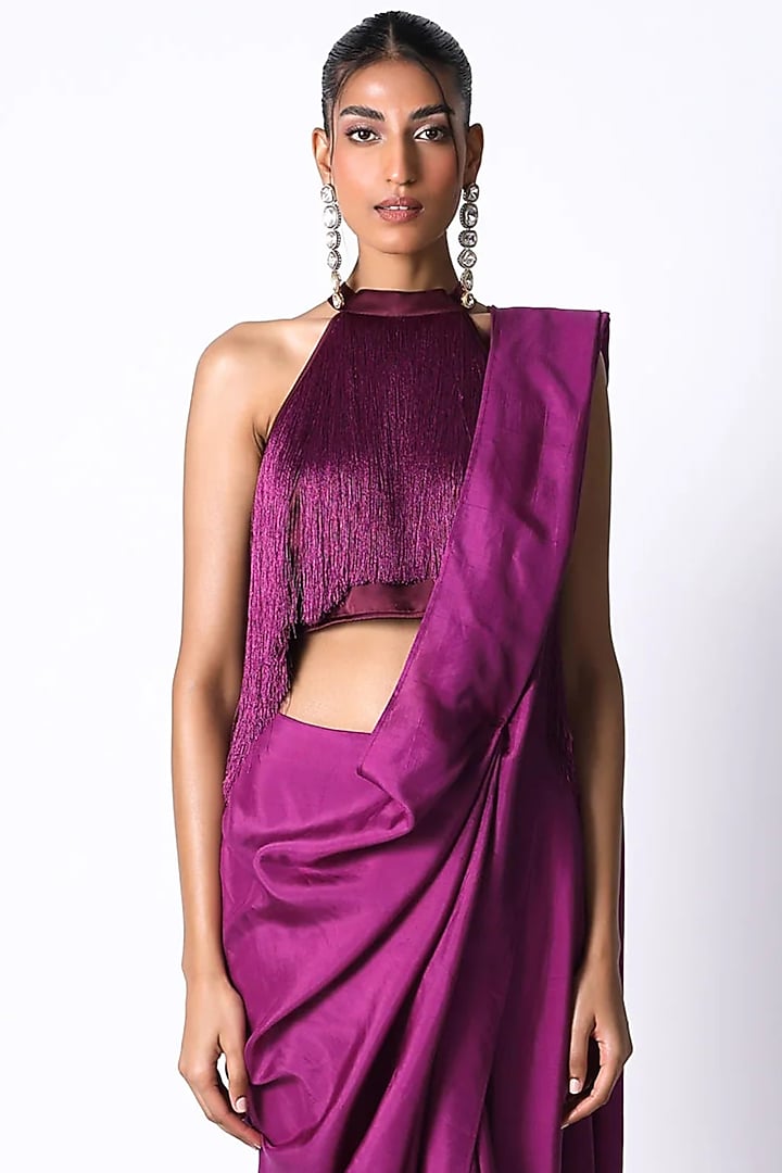 Purple Silk Fringe Top by 431-88 By Shweta Kapur at Pernia's Pop Up Shop