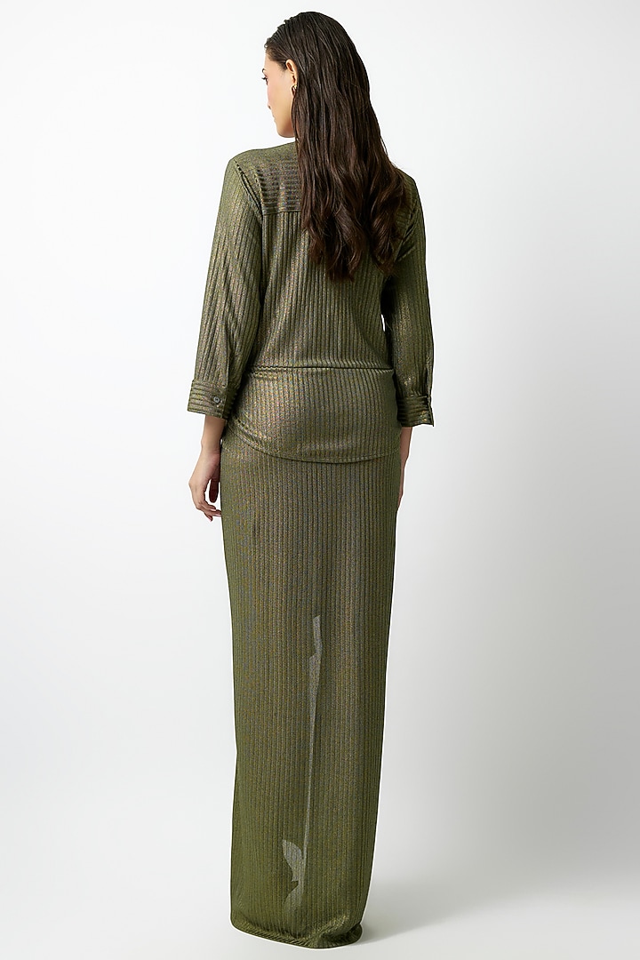 Olive Striped Jersey Vacation Dress by 431-88 By Shweta Kapur at Pernia's Pop Up Shop
