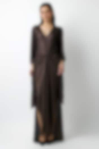 Copper Striped Jersey Vacation Dress by 431-88 By Shweta Kapur at Pernia's Pop Up Shop